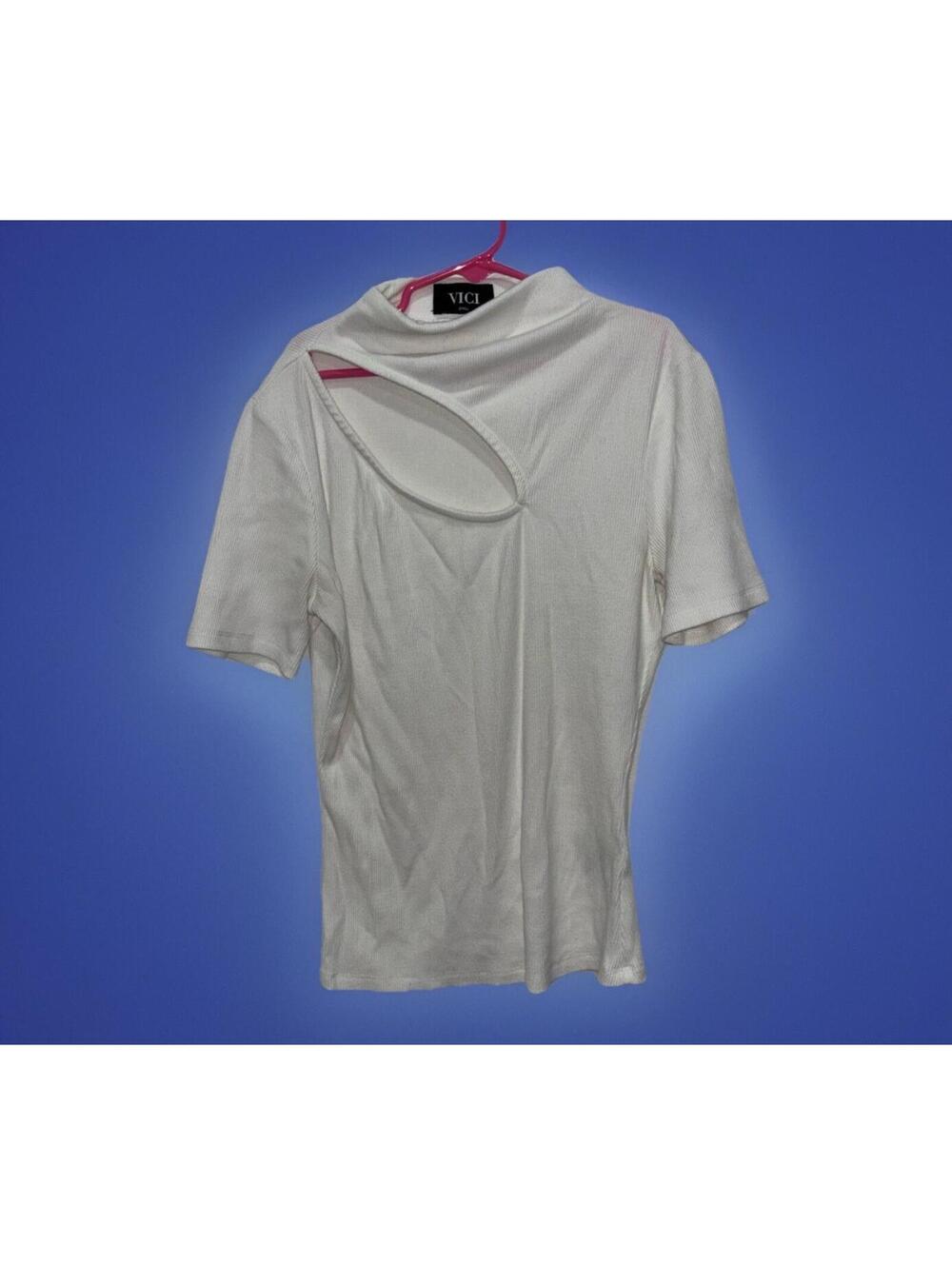 VICI Women’s Dress T Shirt Size Small High Neck White